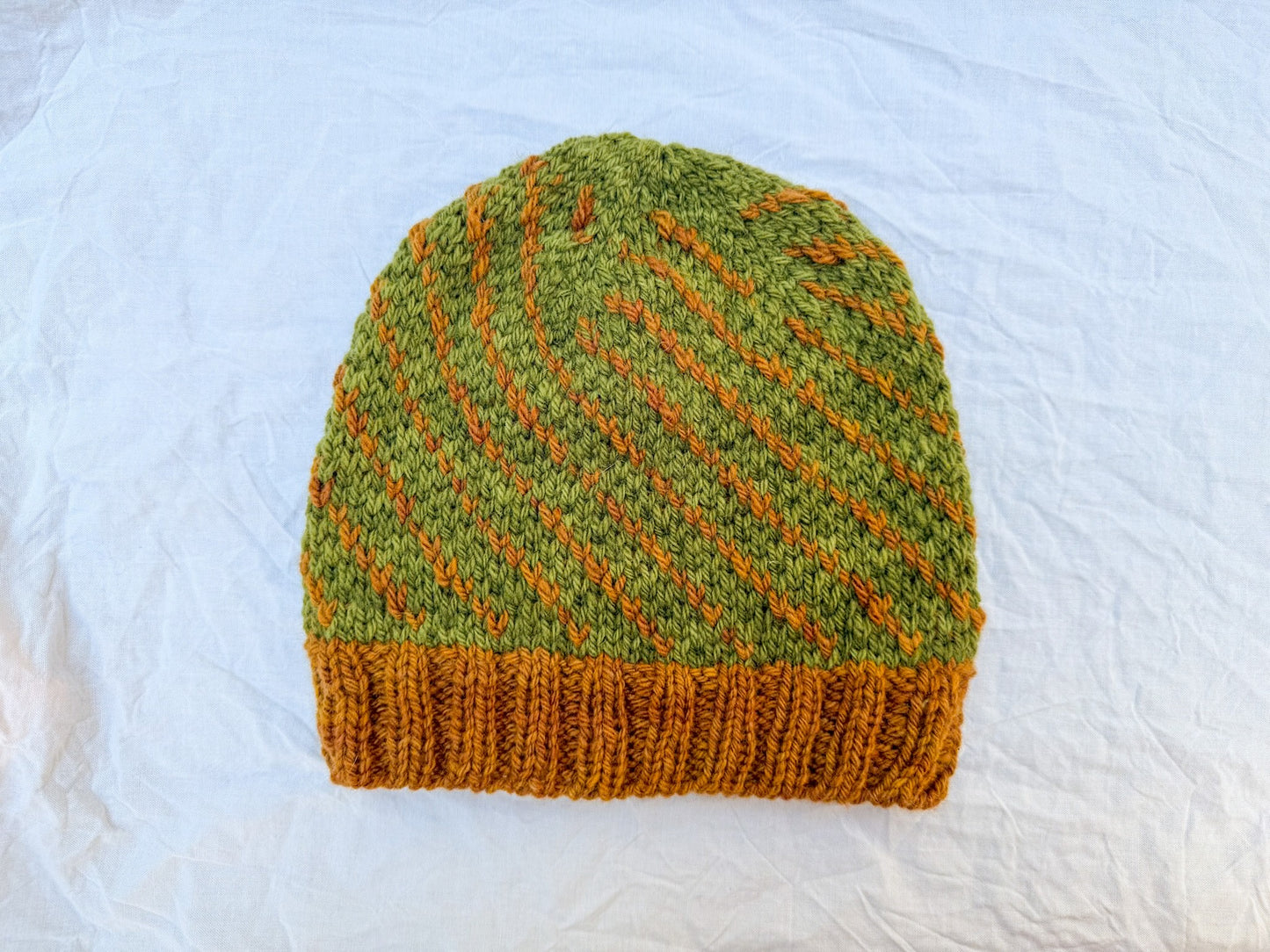 Knitting Pattern: Spiral Hat with Ribbed Brim
