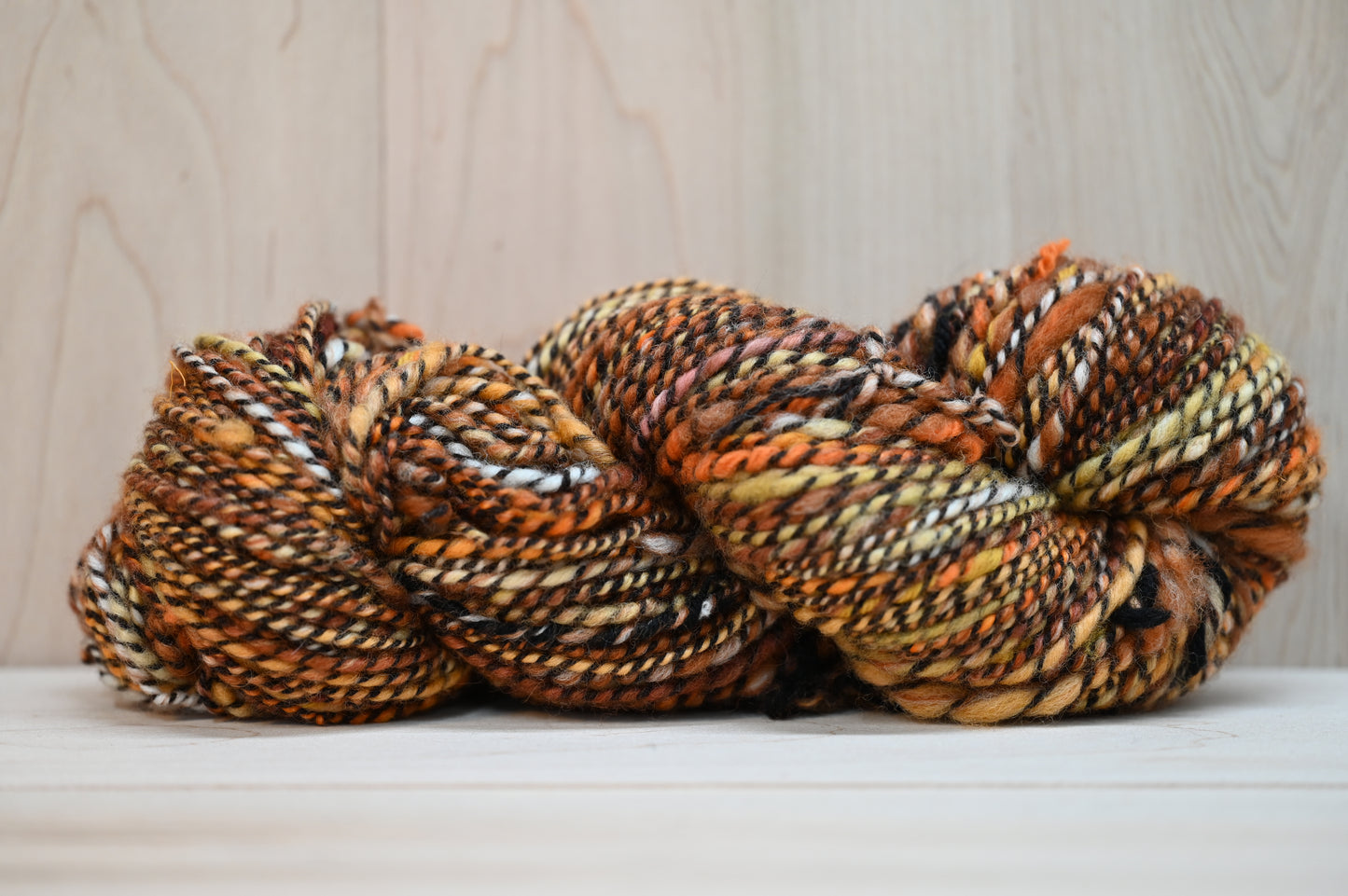 Handspun Autumn Gold Wool Yarn Using Recycled Wool