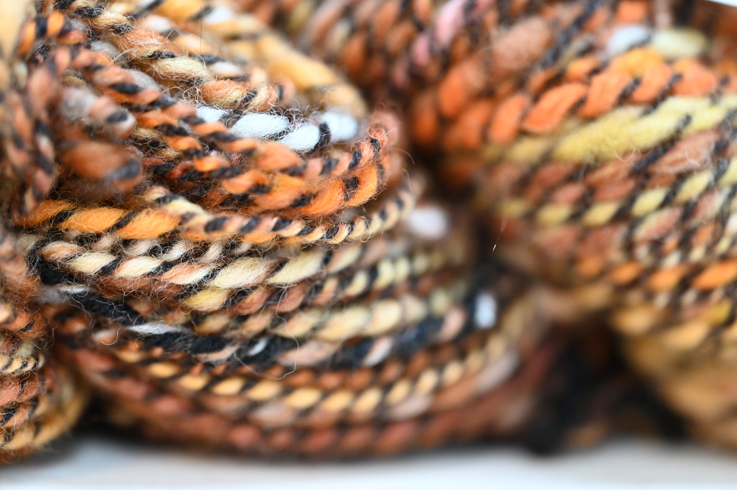 Handspun Autumn Gold Wool Yarn Using Recycled Wool