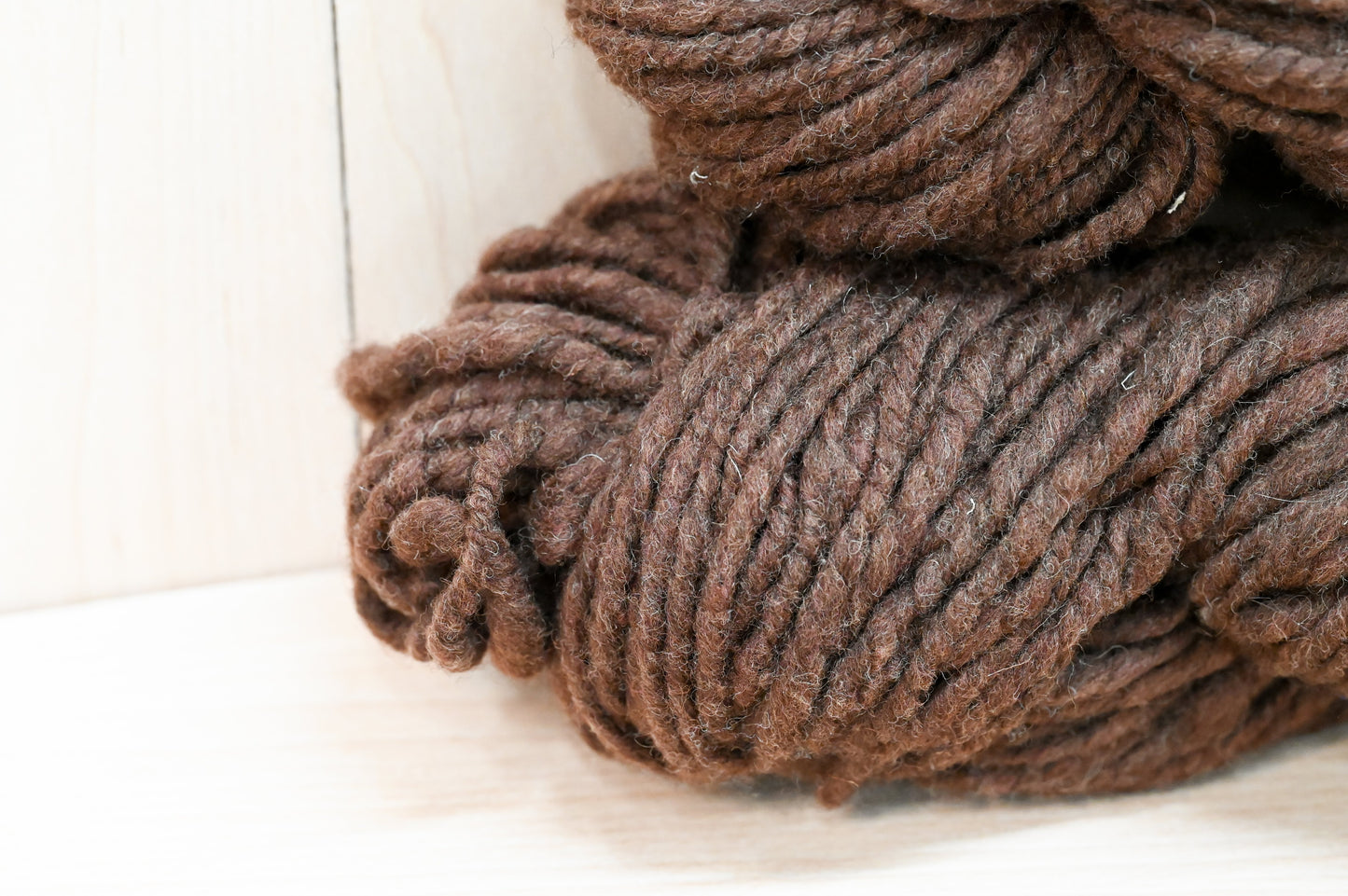 Handmade Chocolate Brown Wool Yarn Using 100% Upcycled Materials
