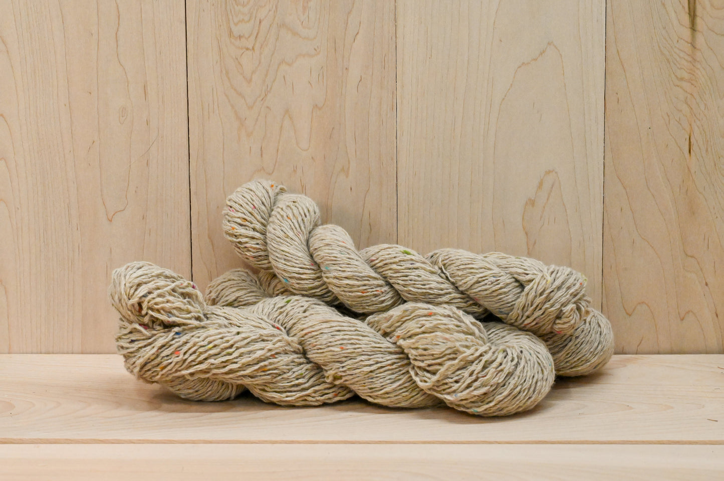 Handmade Reclaimed Beige Multicolor Tweed Wool Blend Yarn