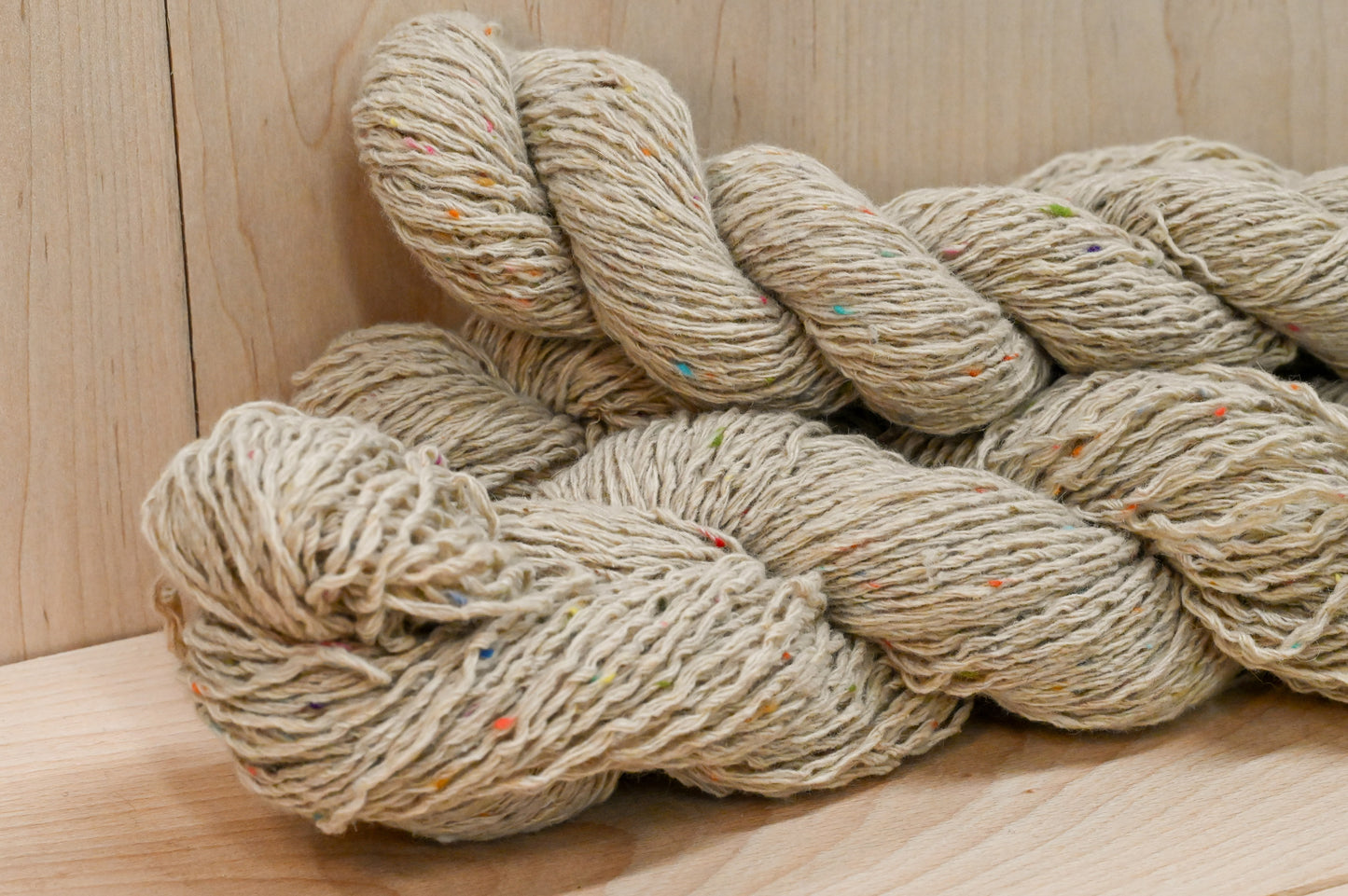 Handmade Reclaimed Beige Multicolor Tweed Wool Blend Yarn
