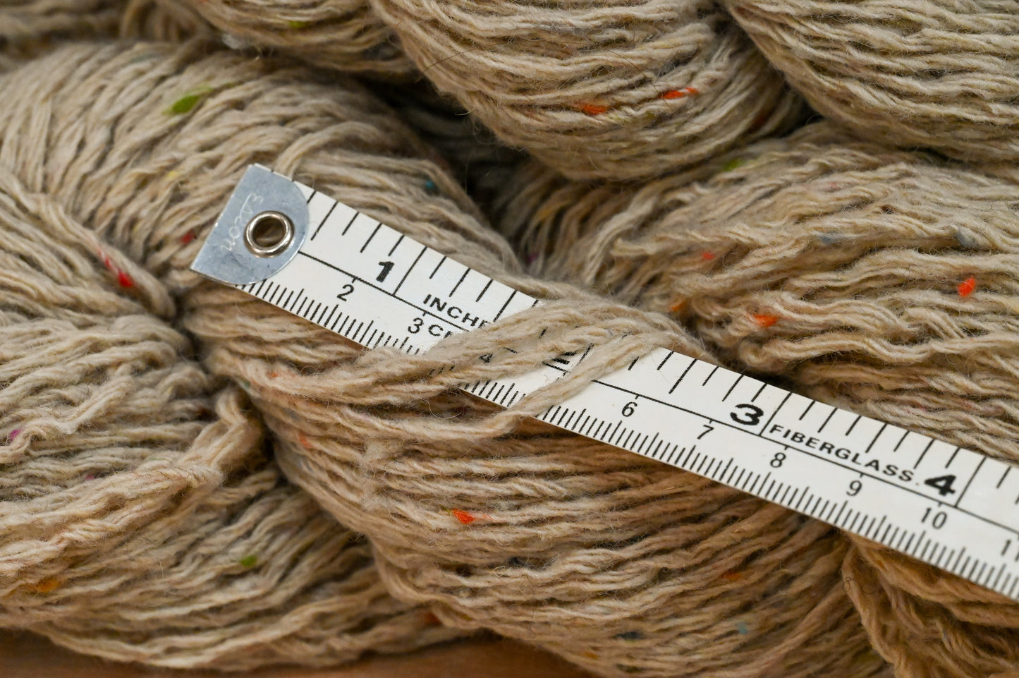 Handmade Reclaimed Beige Multicolor Tweed Wool Blend Yarn