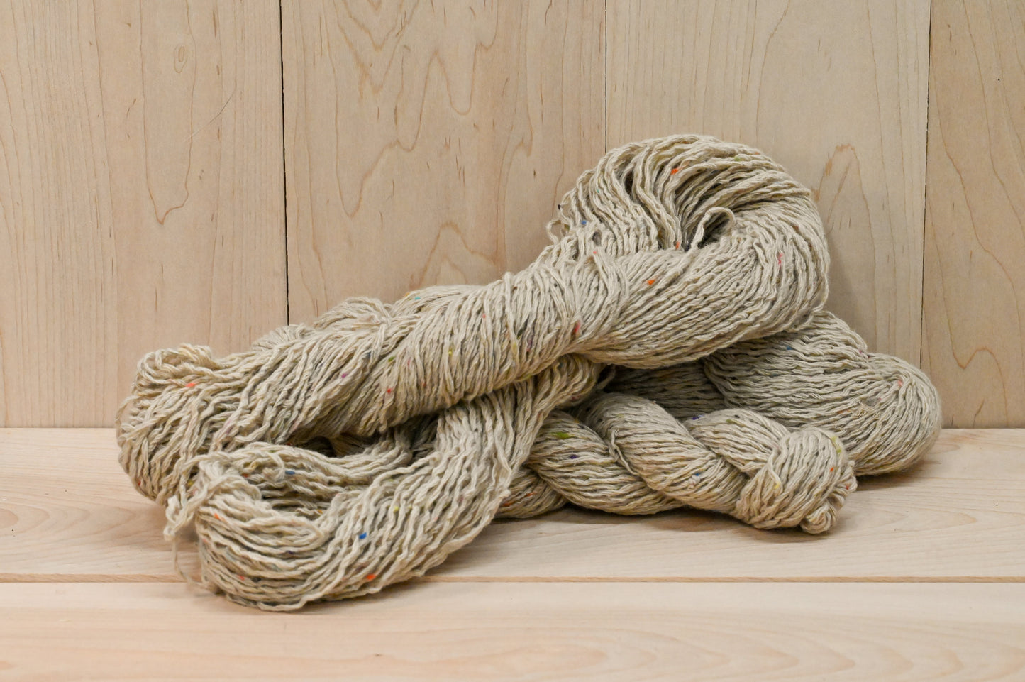 Handmade Reclaimed Beige Multicolor Tweed Wool Blend Yarn
