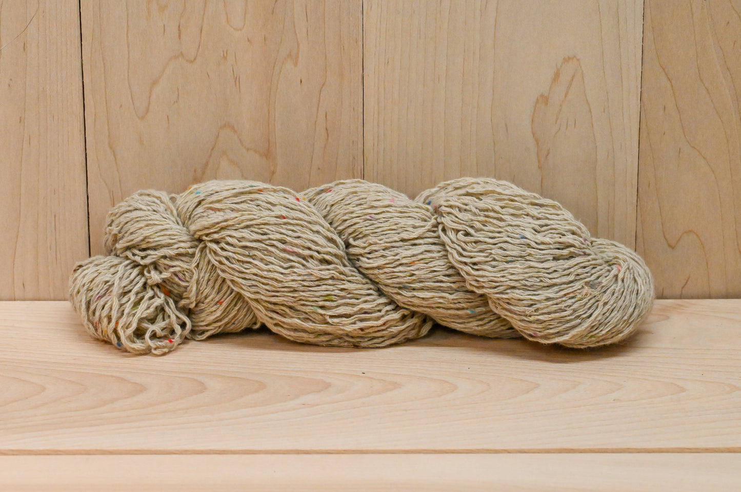 Handmade Reclaimed Beige Multicolor Tweed Wool Blend Yarn