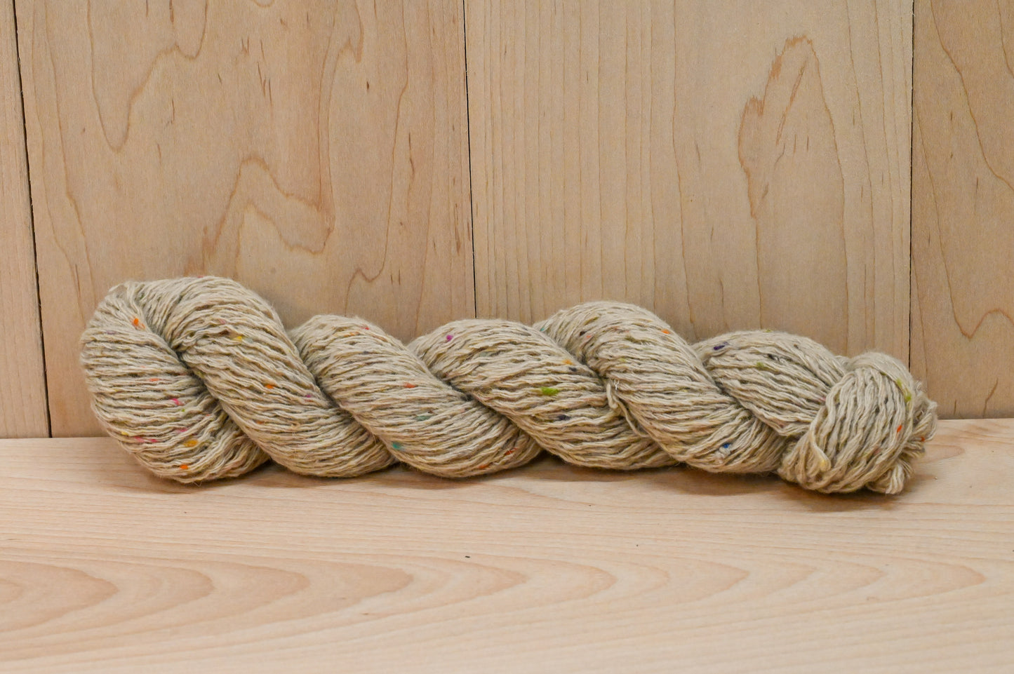 Handmade Reclaimed Beige Multicolor Tweed Wool Blend Yarn