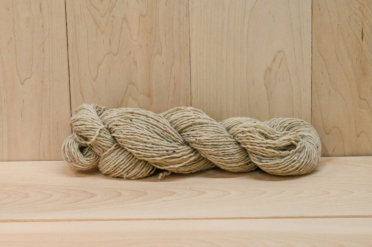 Handmade Reclaimed Beige Multicolor Tweed Wool Blend Yarn