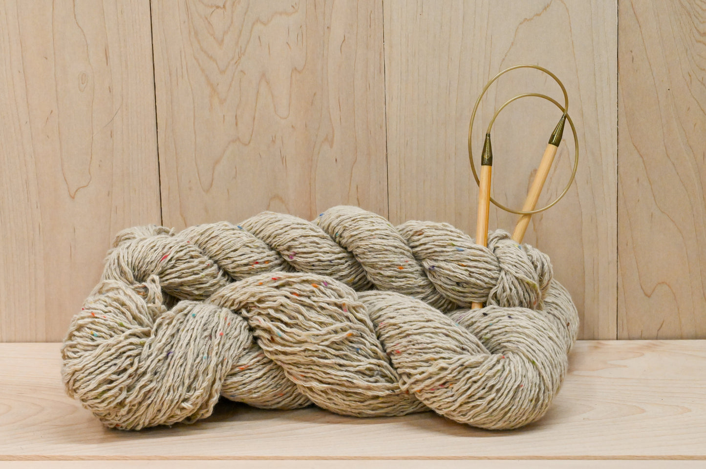 Handmade Reclaimed Beige Multicolor Tweed Wool Blend Yarn