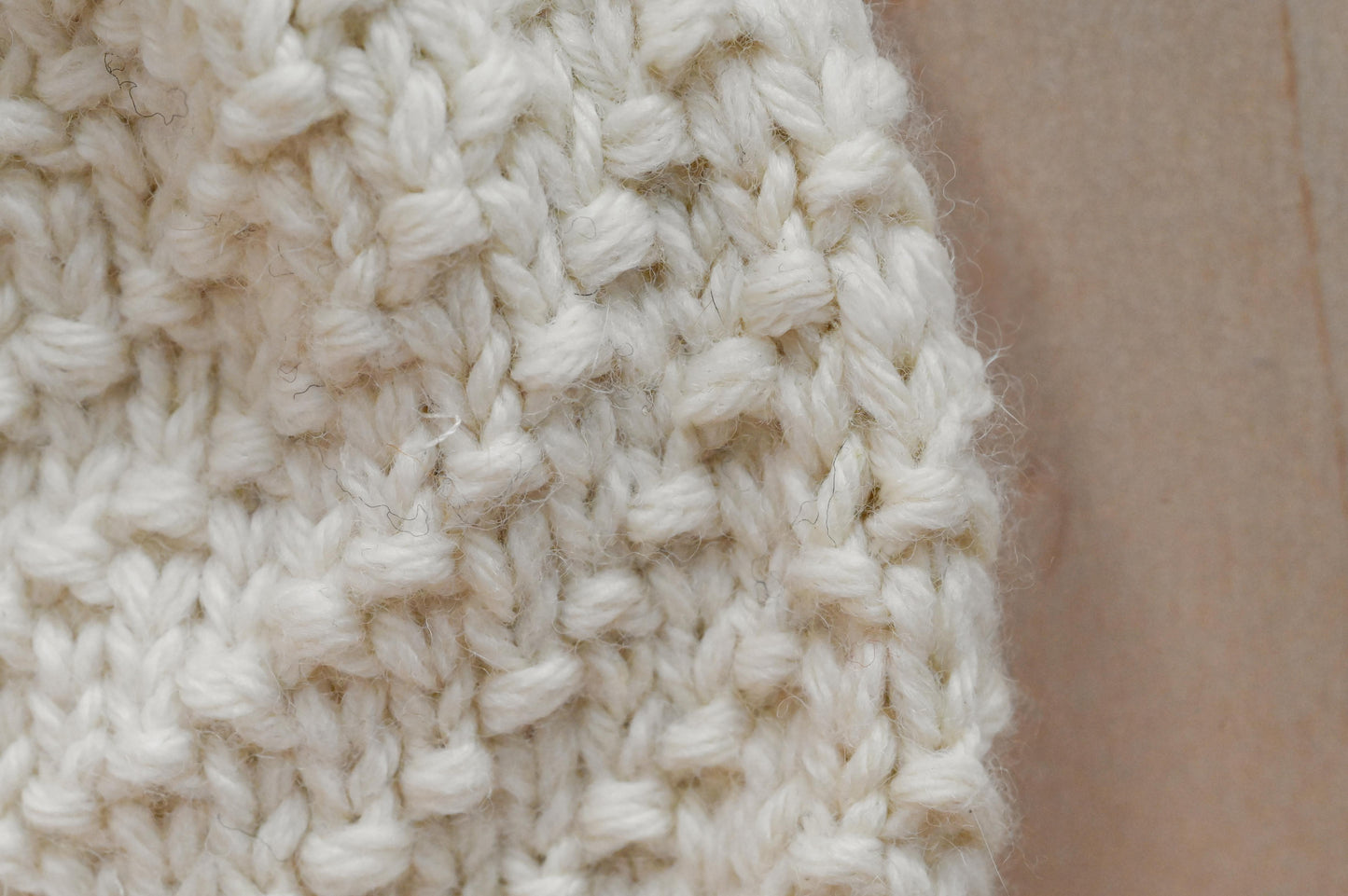Handmade White Merino Spiral Beanie Using Recycled Wool