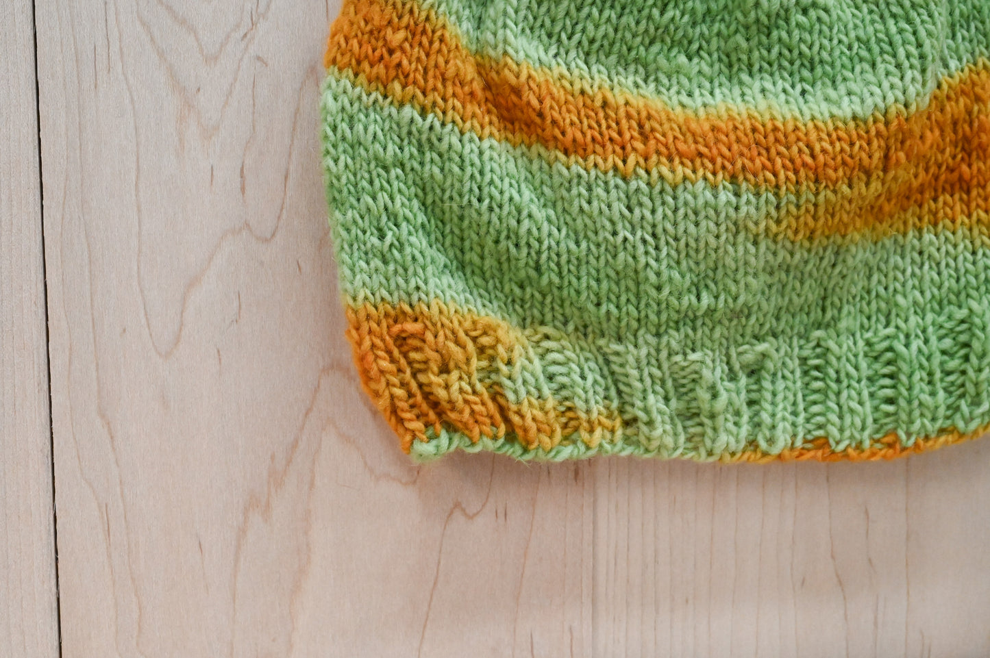 Handmade Turquoise Green and Sulphine Beanie Using 100% Wool