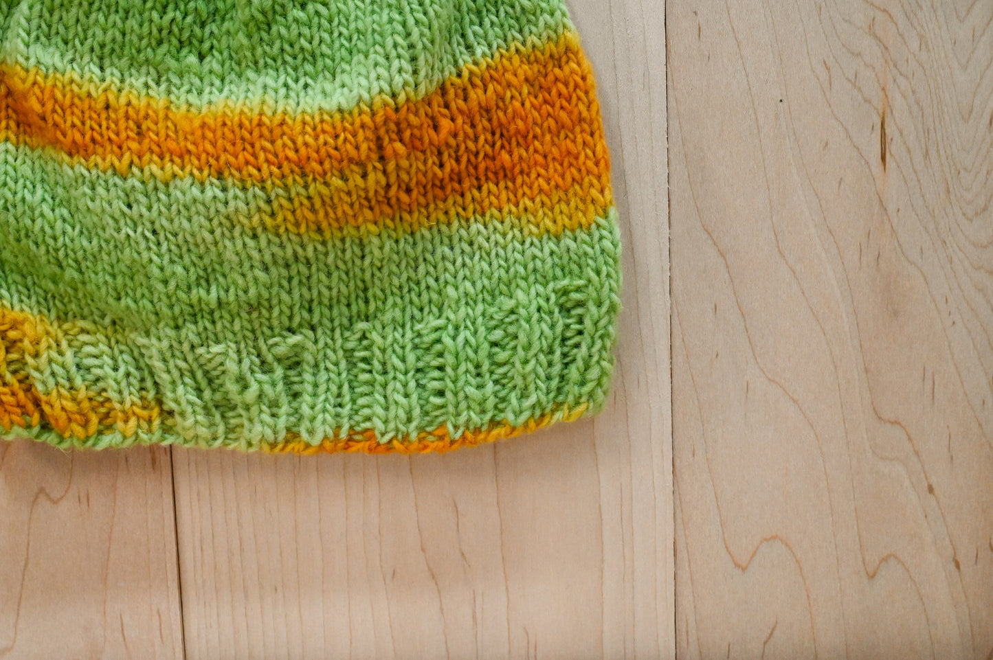 Handmade Turquoise Green and Sulphine Beanie Using 100% Wool