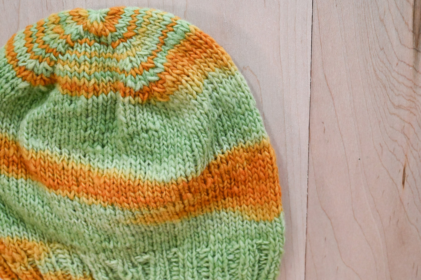 Handmade Turquoise Green and Sulphine Beanie Using 100% Wool