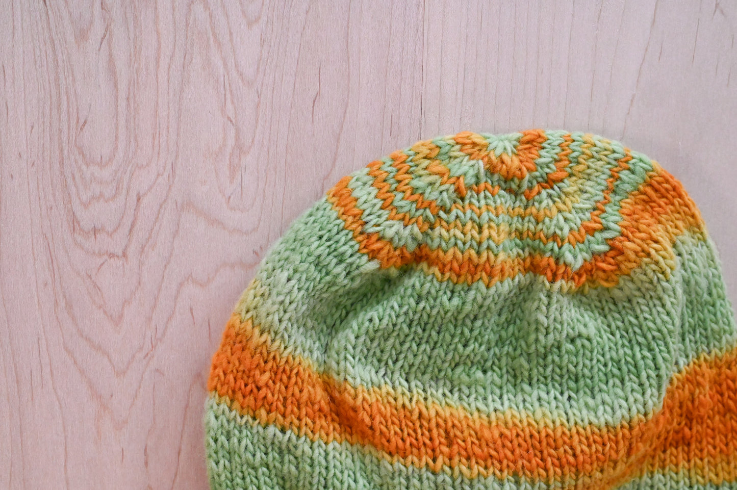 Handmade Turquoise Green and Sulphine Beanie Using 100% Wool