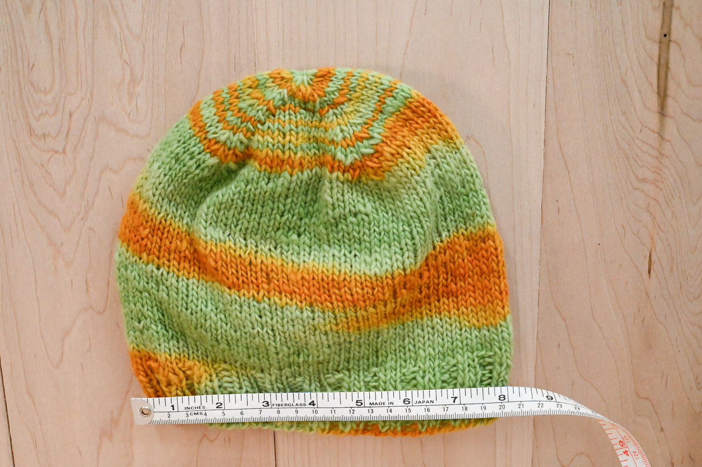 Handmade Turquoise Green and Sulphine Beanie Using 100% Wool