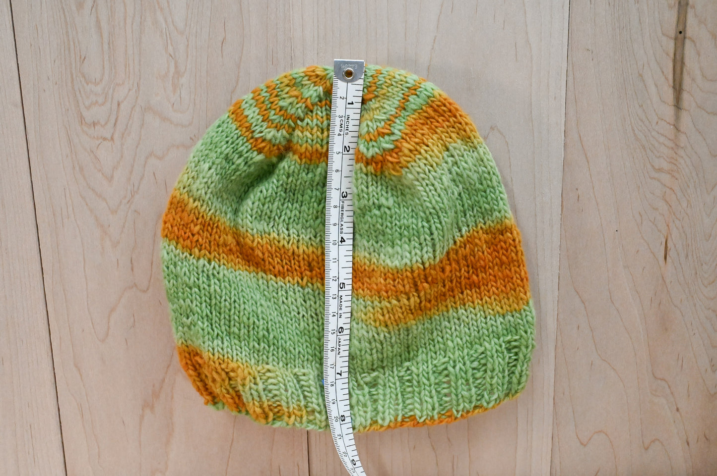 Handmade Turquoise Green and Sulphine Beanie Using 100% Wool