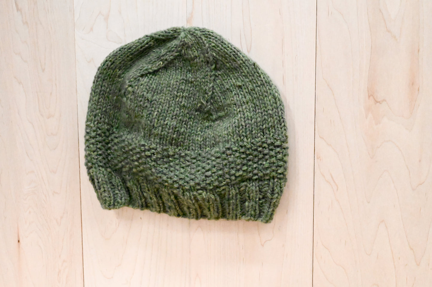 Handmade Dusty Forest Sun Beanie Using 100% Upcycled Materials
