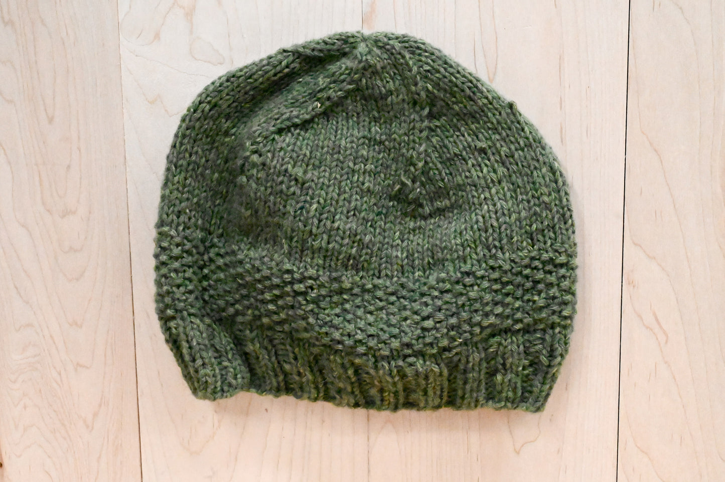 Handmade Dusty Forest Sun Beanie Using 100% Upcycled Materials
