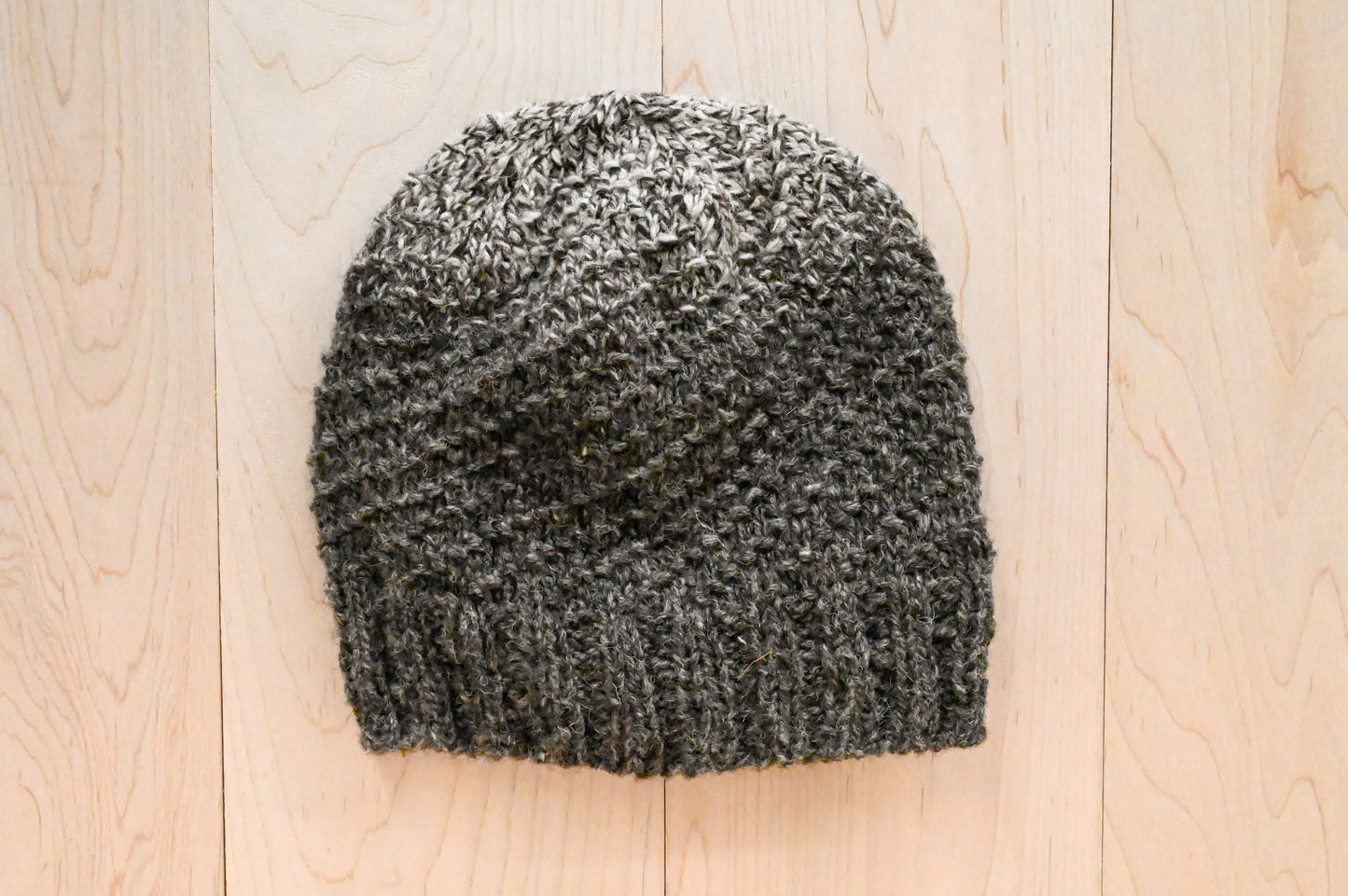 Handmade Undyed Gray Textured Snowcap Beanie Using 100% Scottish Wool