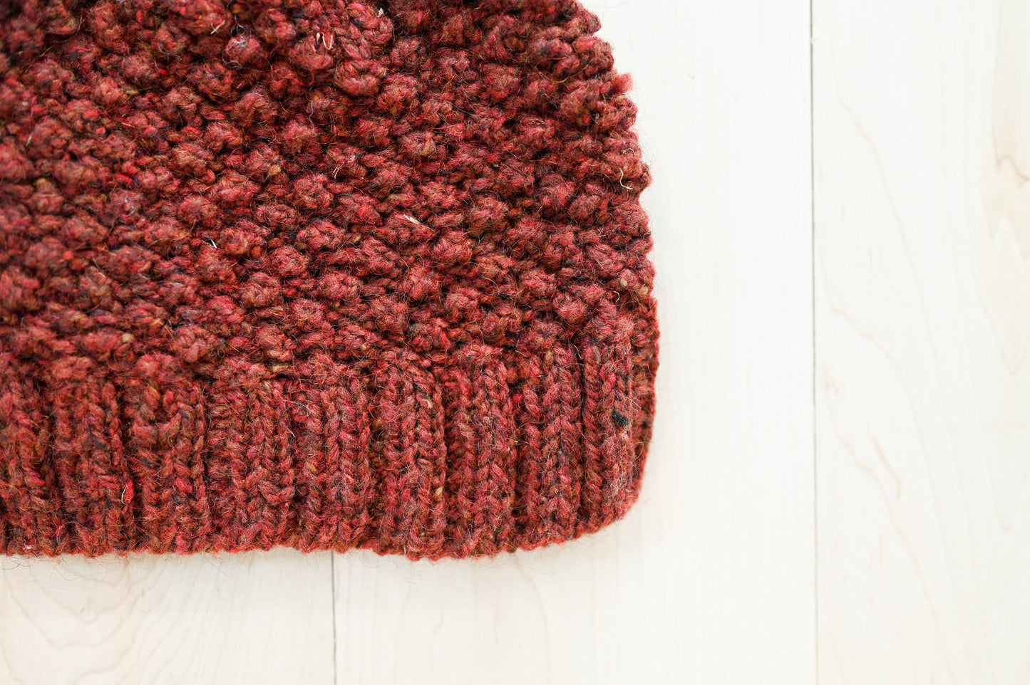 Handmade Raspberry Beanie Using Sustainable Wool-Mohair Blend