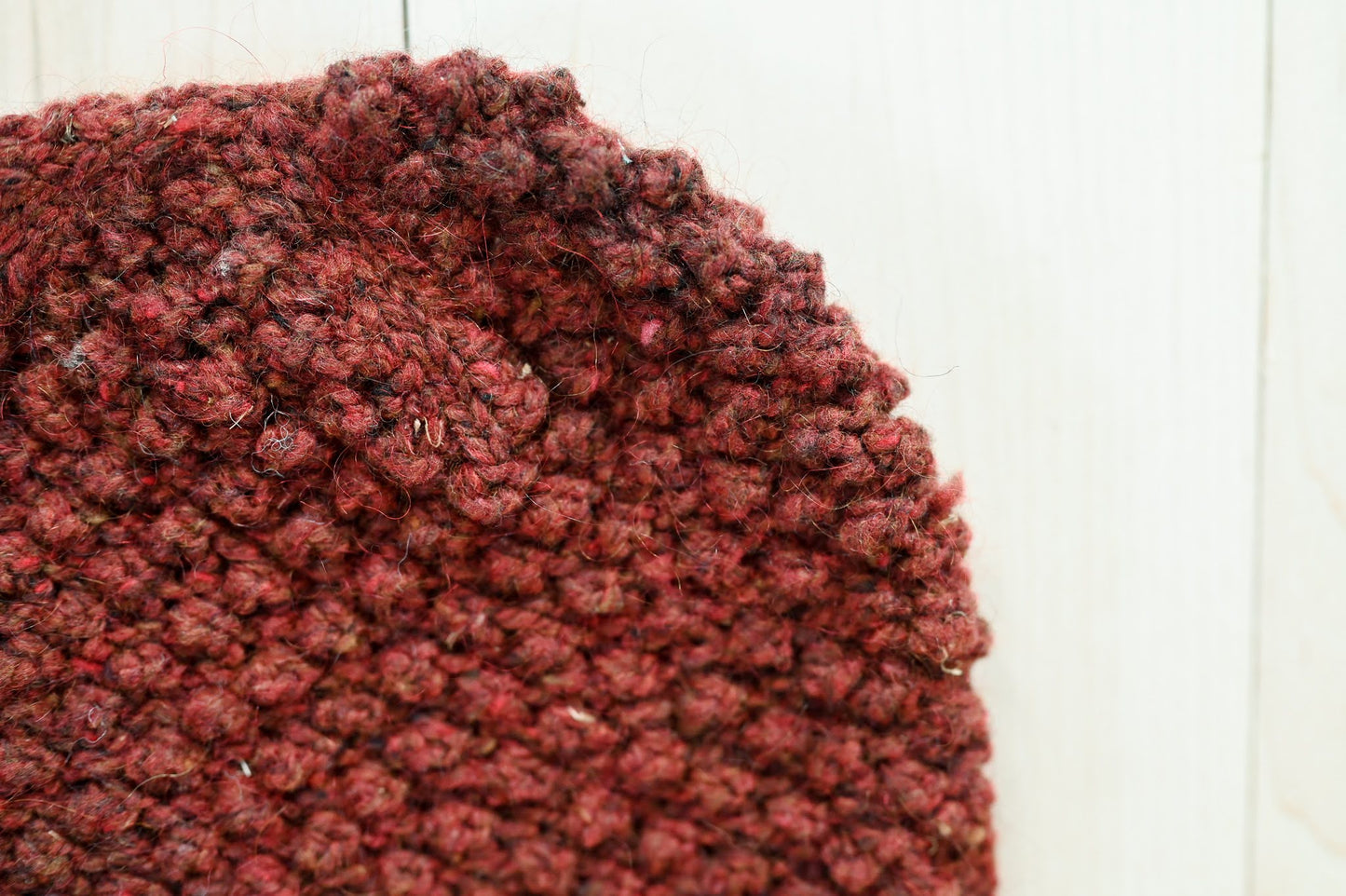 Handmade Raspberry Beanie Using Sustainable Wool-Mohair Blend