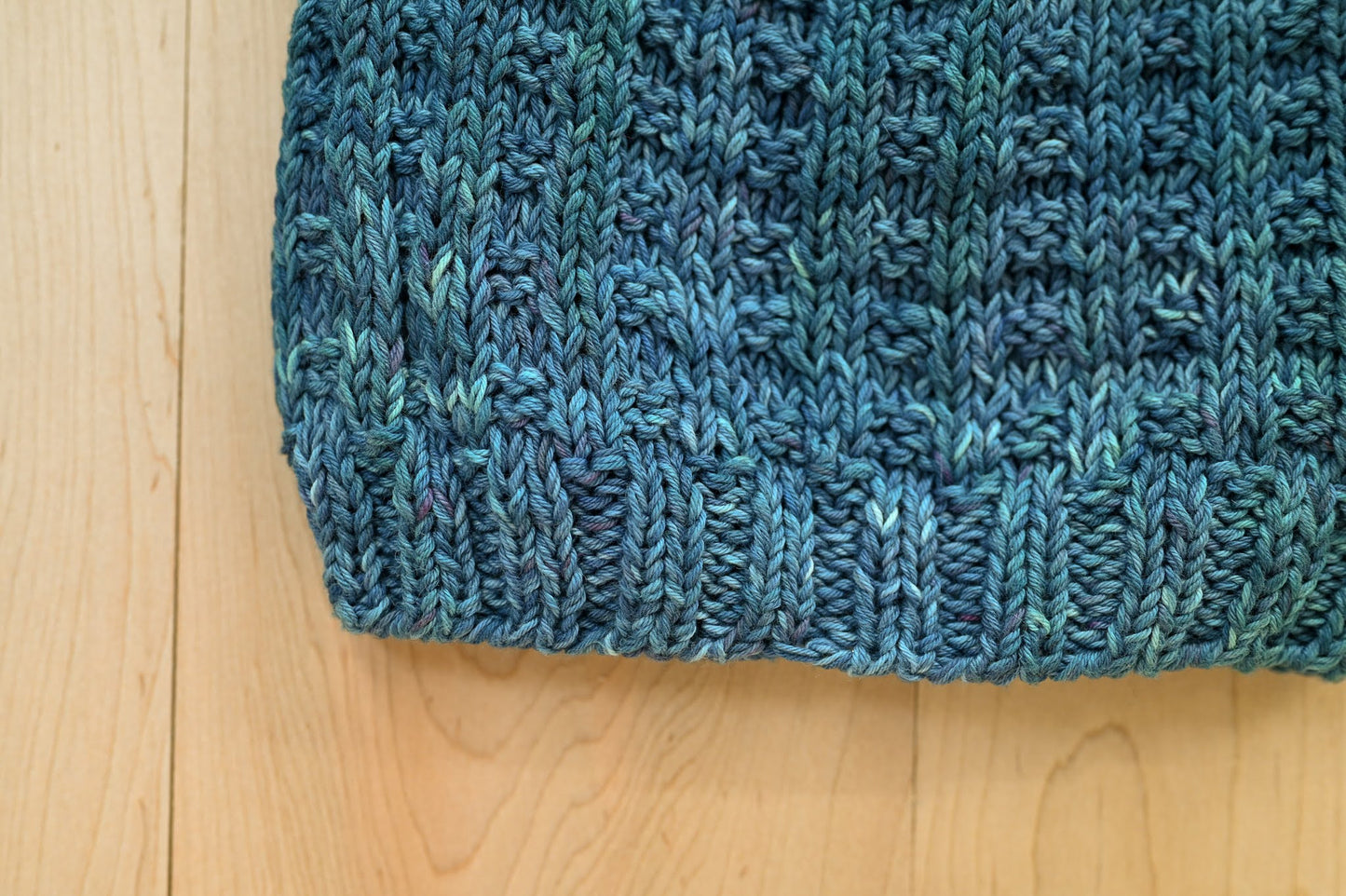 Handmade XL Blueberry Waffle Cotton Beanie Using 100% Organic Cotton