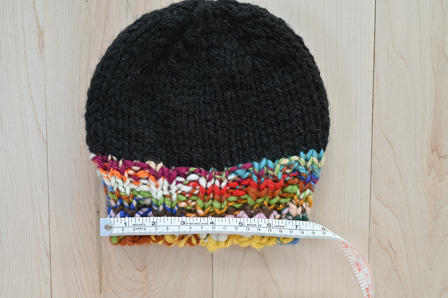 Handmade Zero-Waste, Colorful Hanspun Brim and Black Hat Using 100% Wool