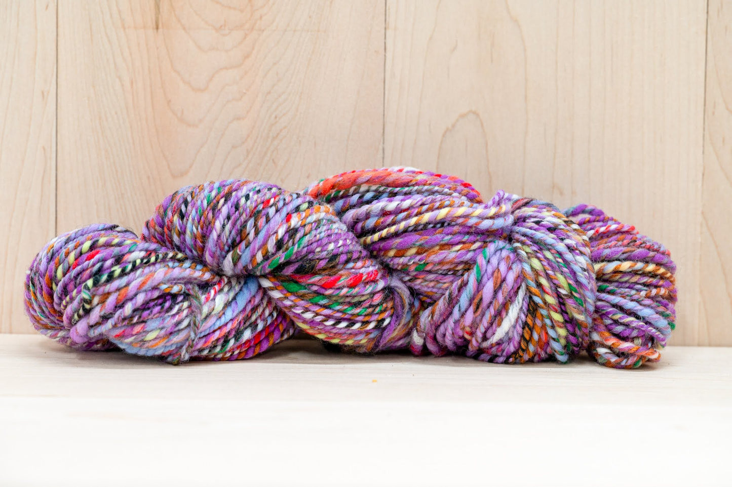 Handspun Purple and Multicolor Wool Yarn Using 100% Wool