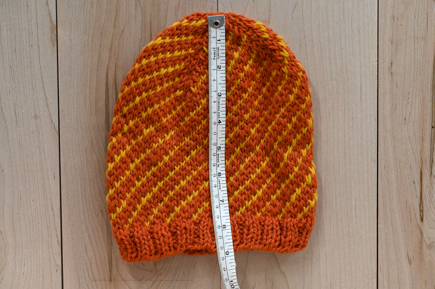 Handmade Orange and Yellow Barber-Pole Hat Using 100% Wool