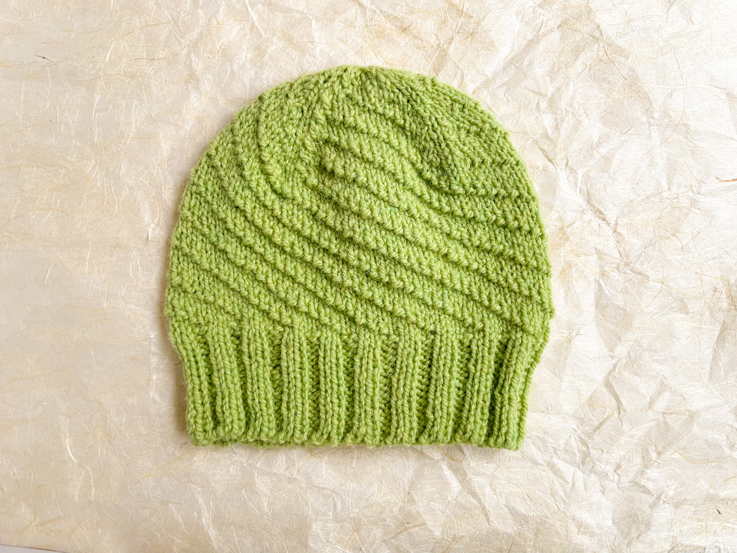 Knitting Pattern: Spiral Hat with Ribbed Brim