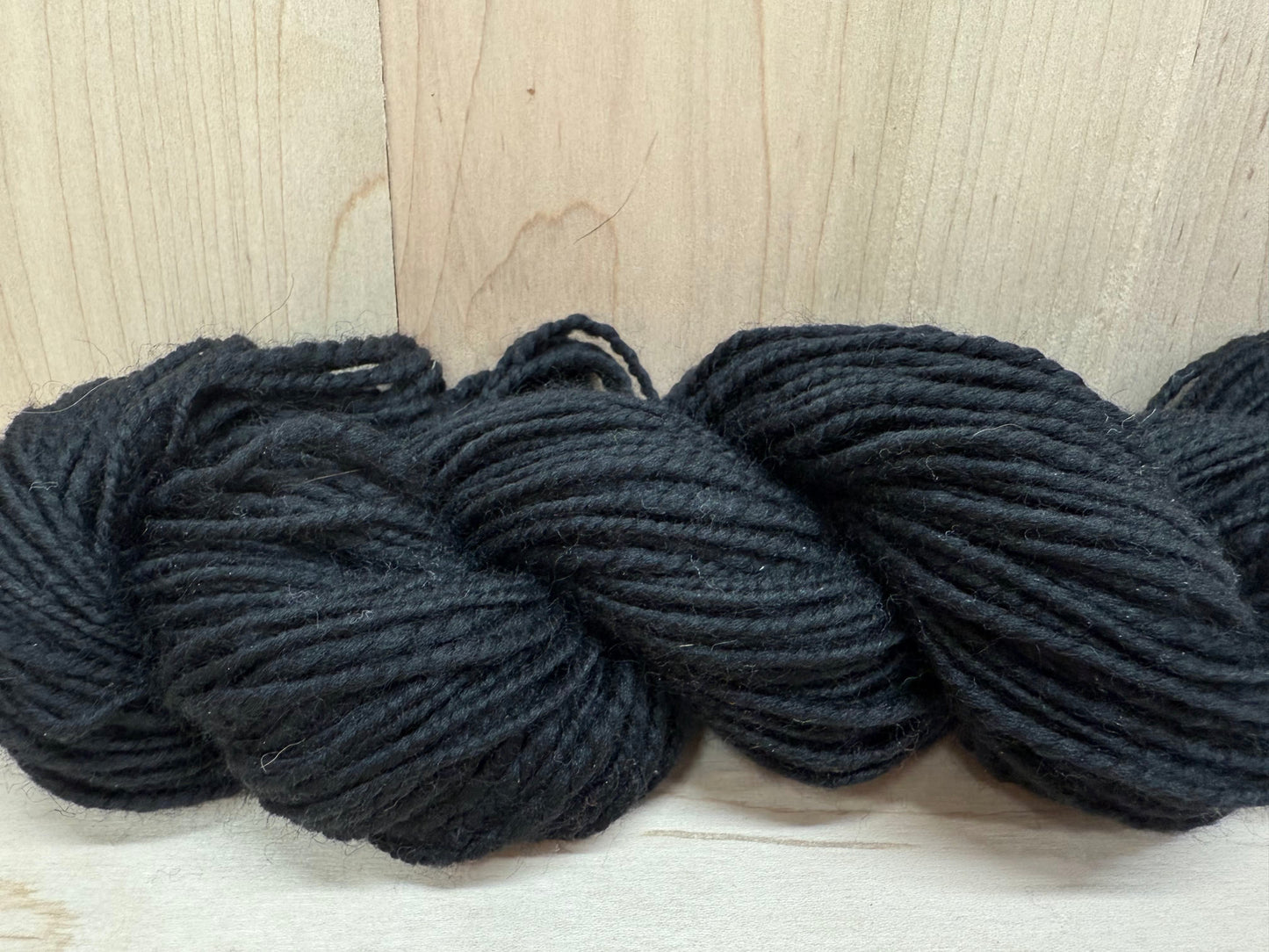 Handmade Obsidian Jet Black Wool Yarn Using 100% Ethical Wool
