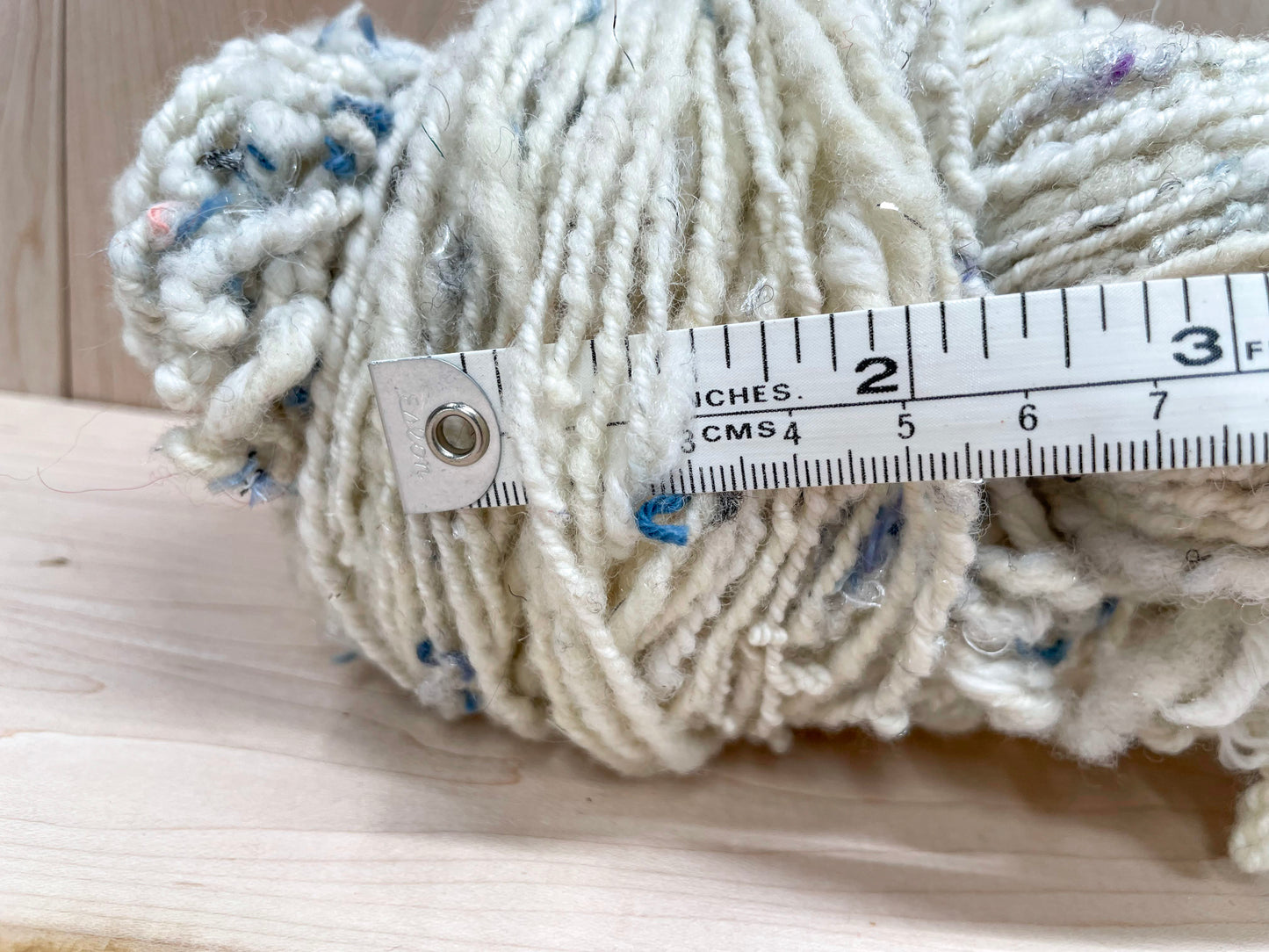 Handspun Snowy Collage Art Yarn Using Mixed Recycled Materials