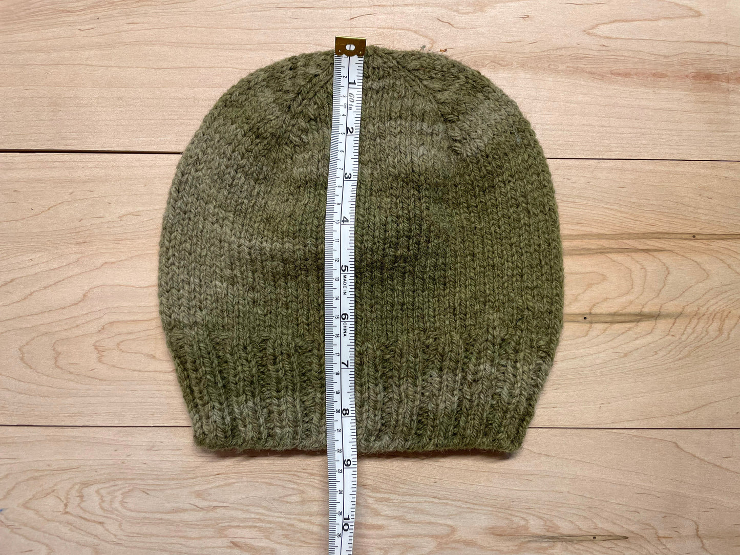 Handmade Tonal Olive Semi-Felted Beanie Using 100% Wool