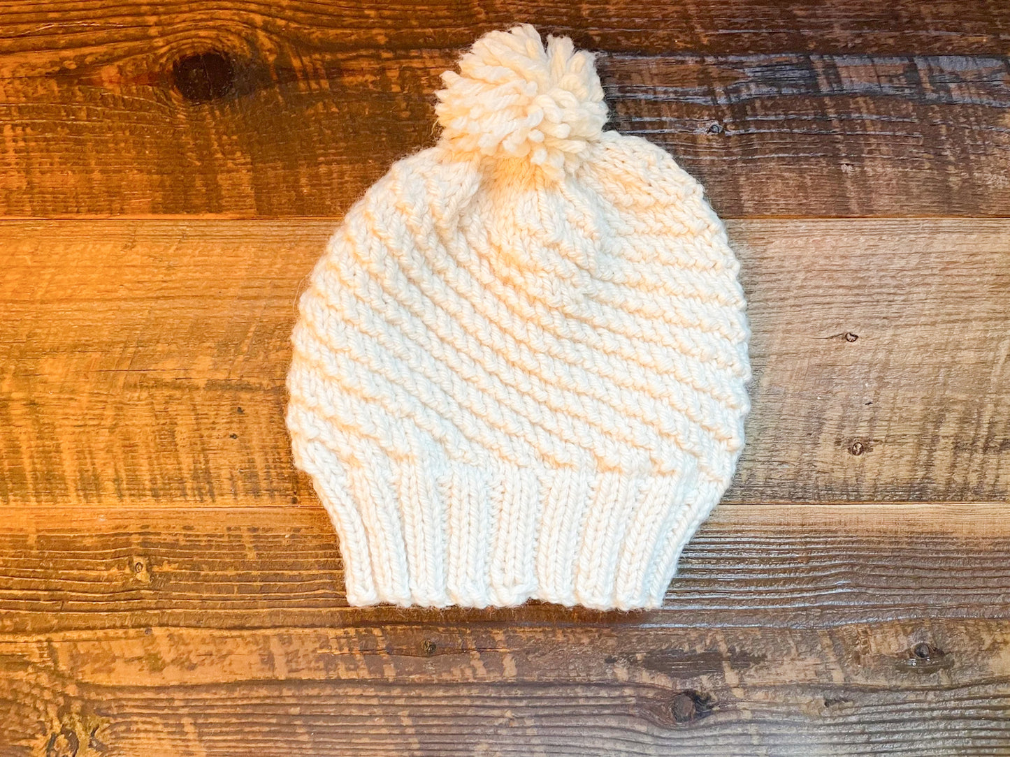 Knitting Pattern: Spiral Hat with Ribbed Brim