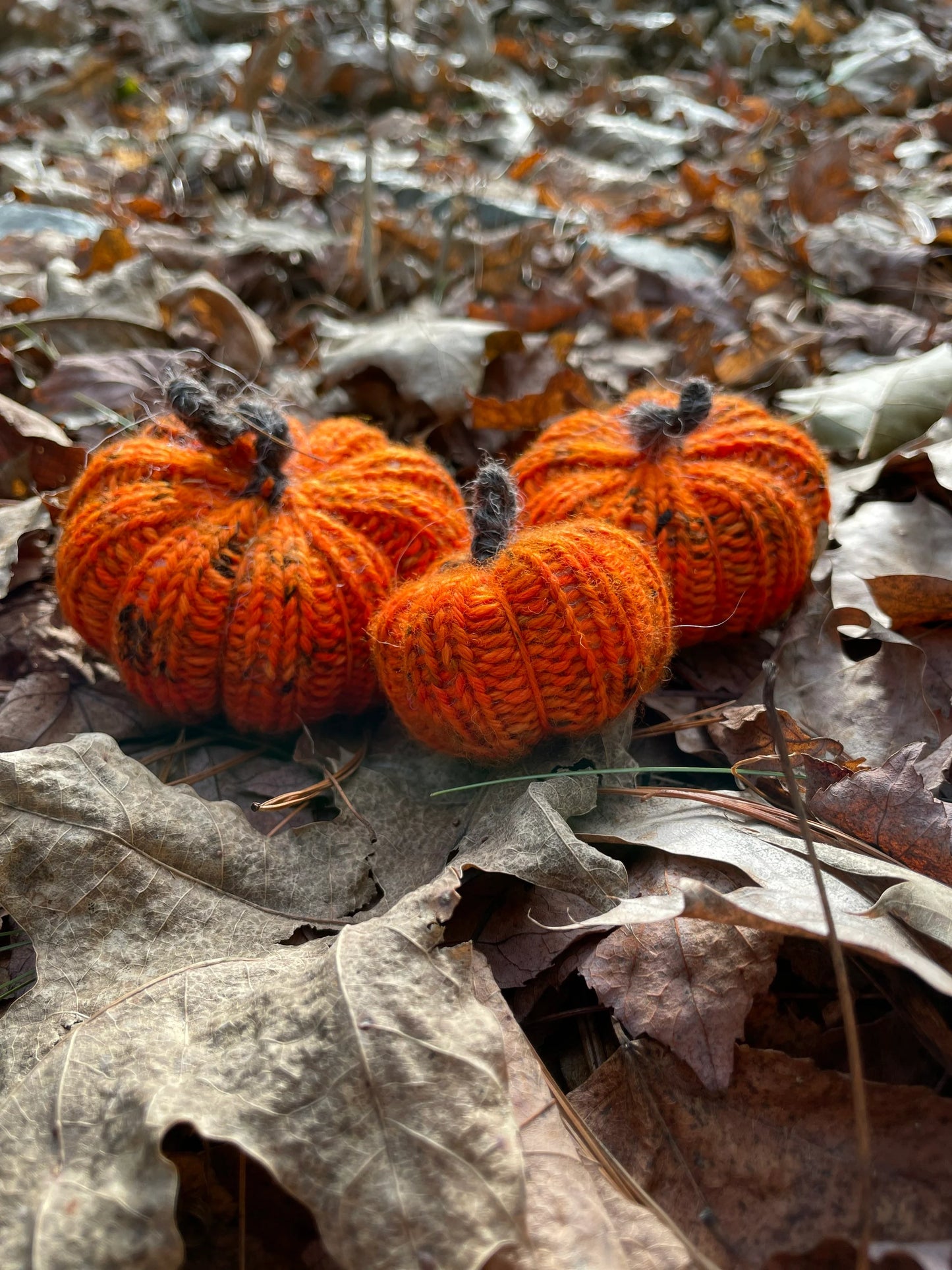 Handmade Knit Pumpkins Using Sustainable Materials