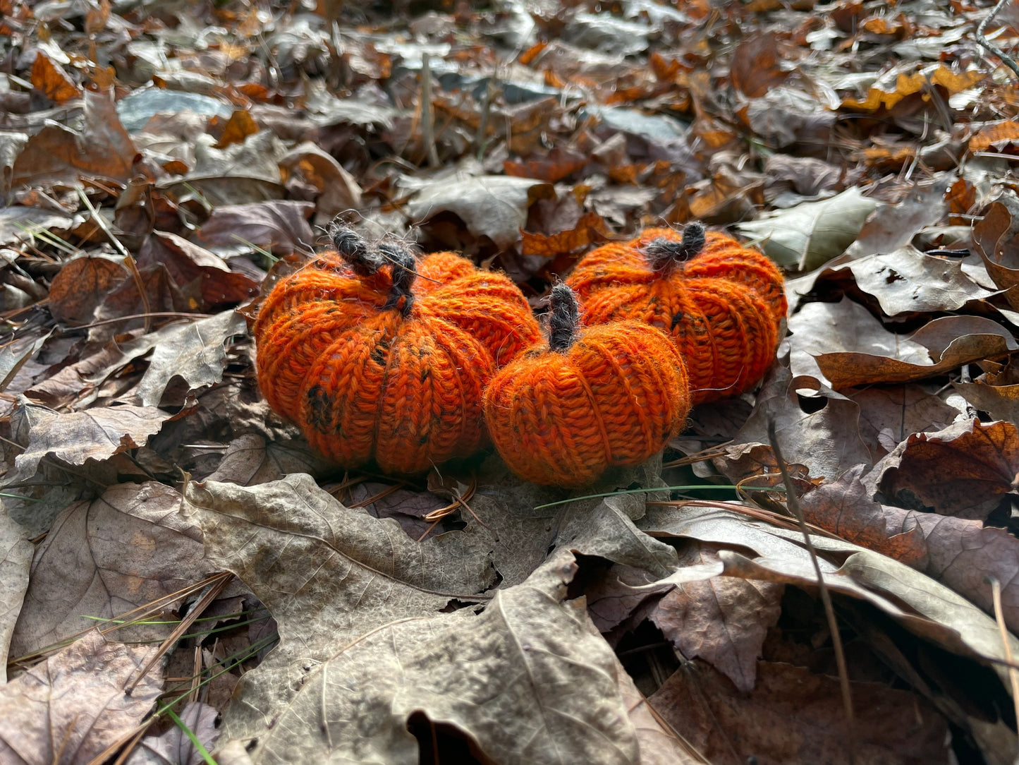 Handmade Knit Pumpkins Using Sustainable Materials