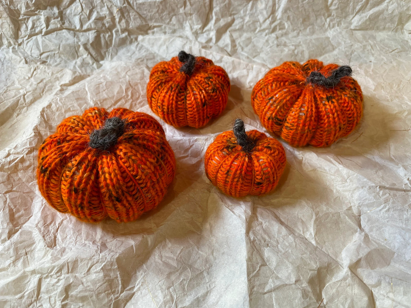 Handmade Knit Pumpkins Using Sustainable Materials
