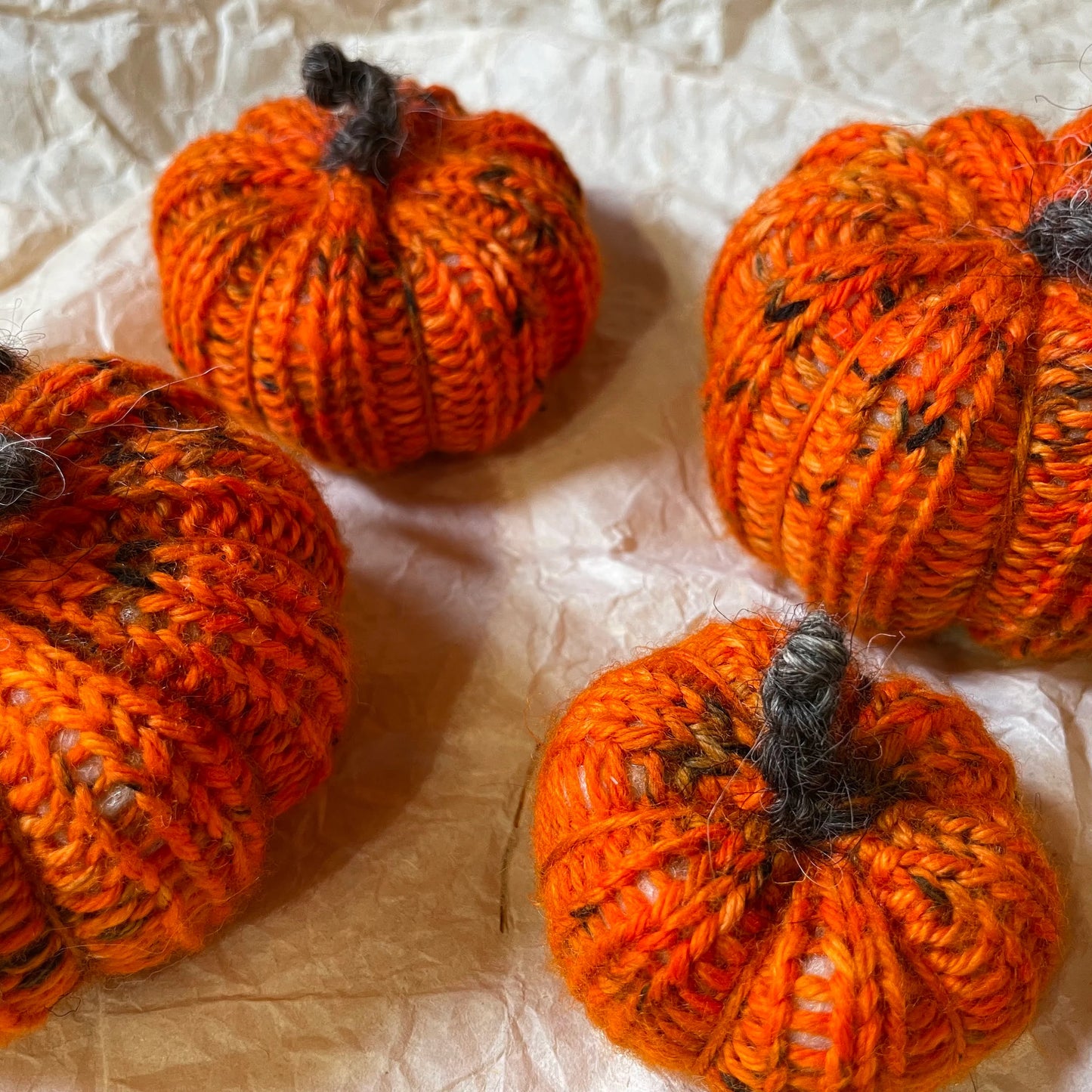 Handmade Knit Pumpkins Using Sustainable Materials