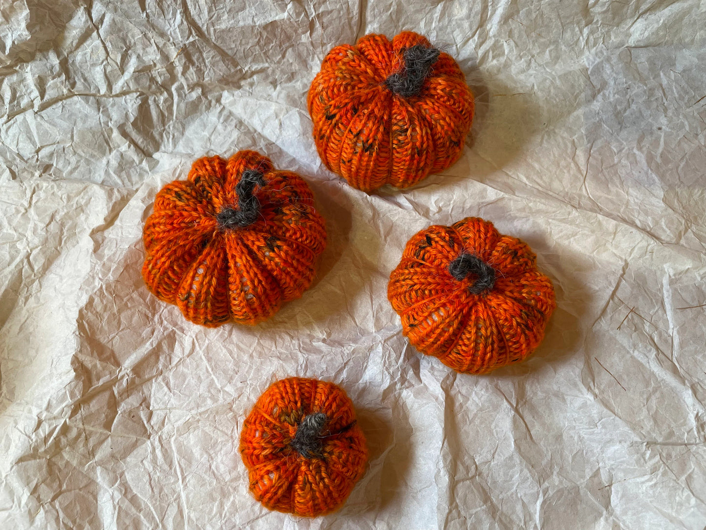 Handmade Knit Pumpkins Using Sustainable Materials