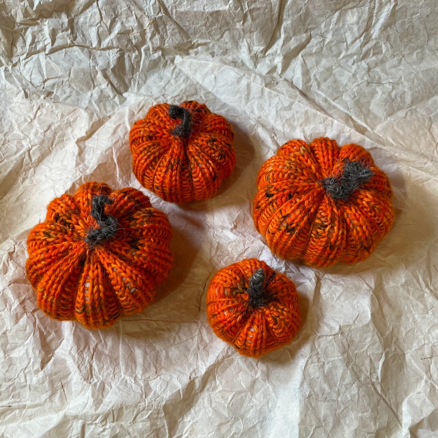 Handmade Knit Pumpkins Using Sustainable Materials