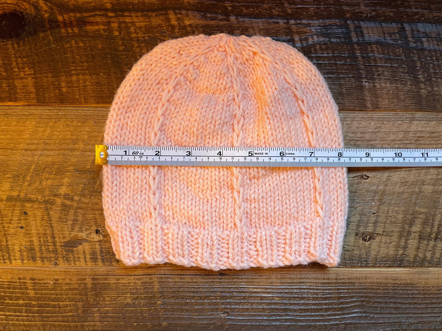 Handmade Chunky Paneled Coral Beanie Using 100% Secondhand Yarn