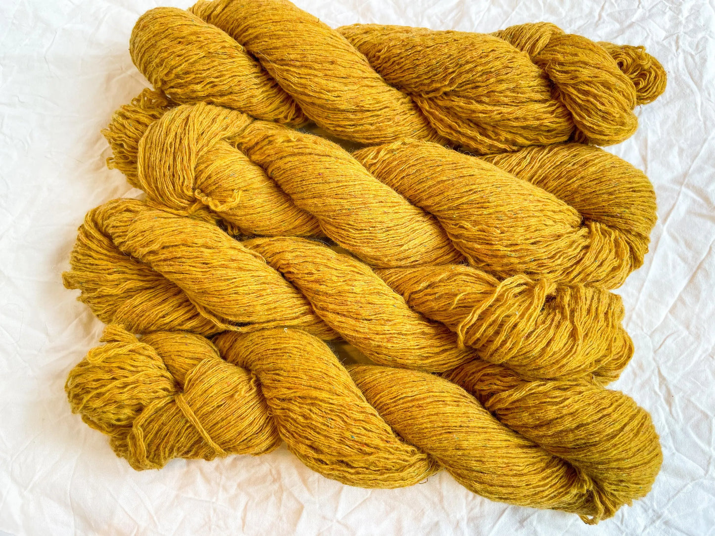 Textured Mustard Tweed Aran Yarn Using 100% Recycled Wool Blend