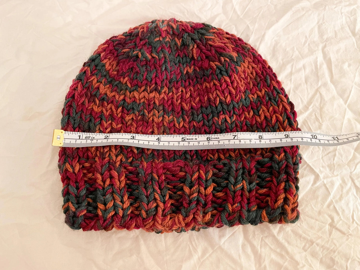 Handmade Fluffy Fall Foliage Beanie Using 100% Secondhand Acrylic Yarn