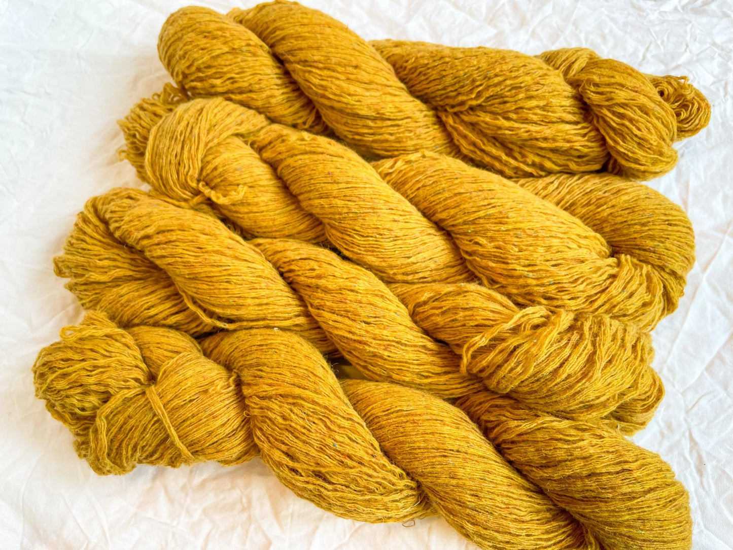 Textured Mustard Tweed Aran Yarn Using 100% Recycled Wool Blend