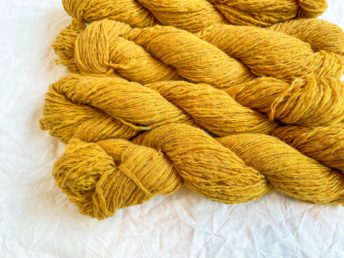Textured Mustard Tweed Aran Yarn Using 100% Recycled Wool Blend