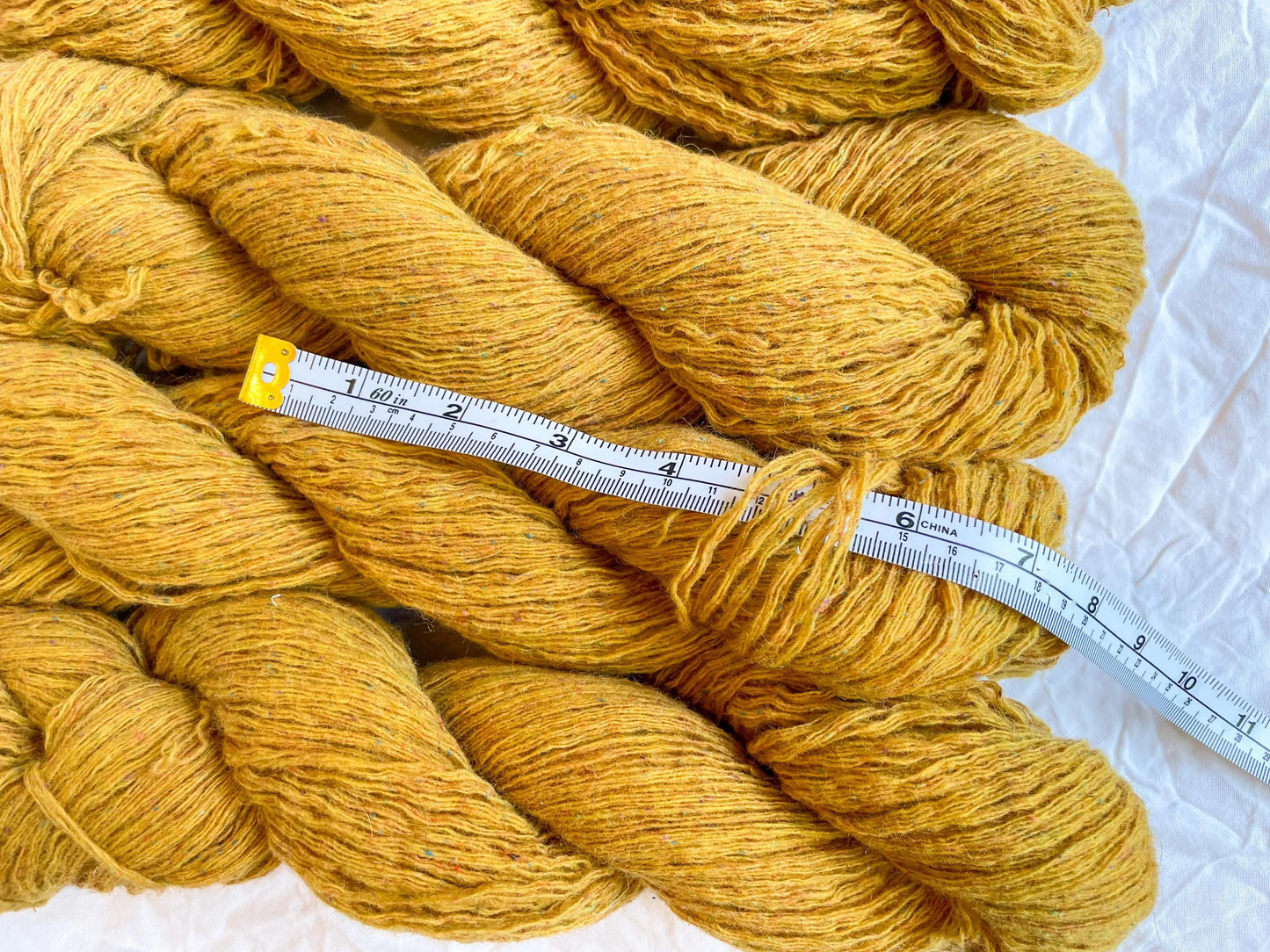Textured Mustard Tweed Aran Yarn Using 100% Recycled Wool Blend