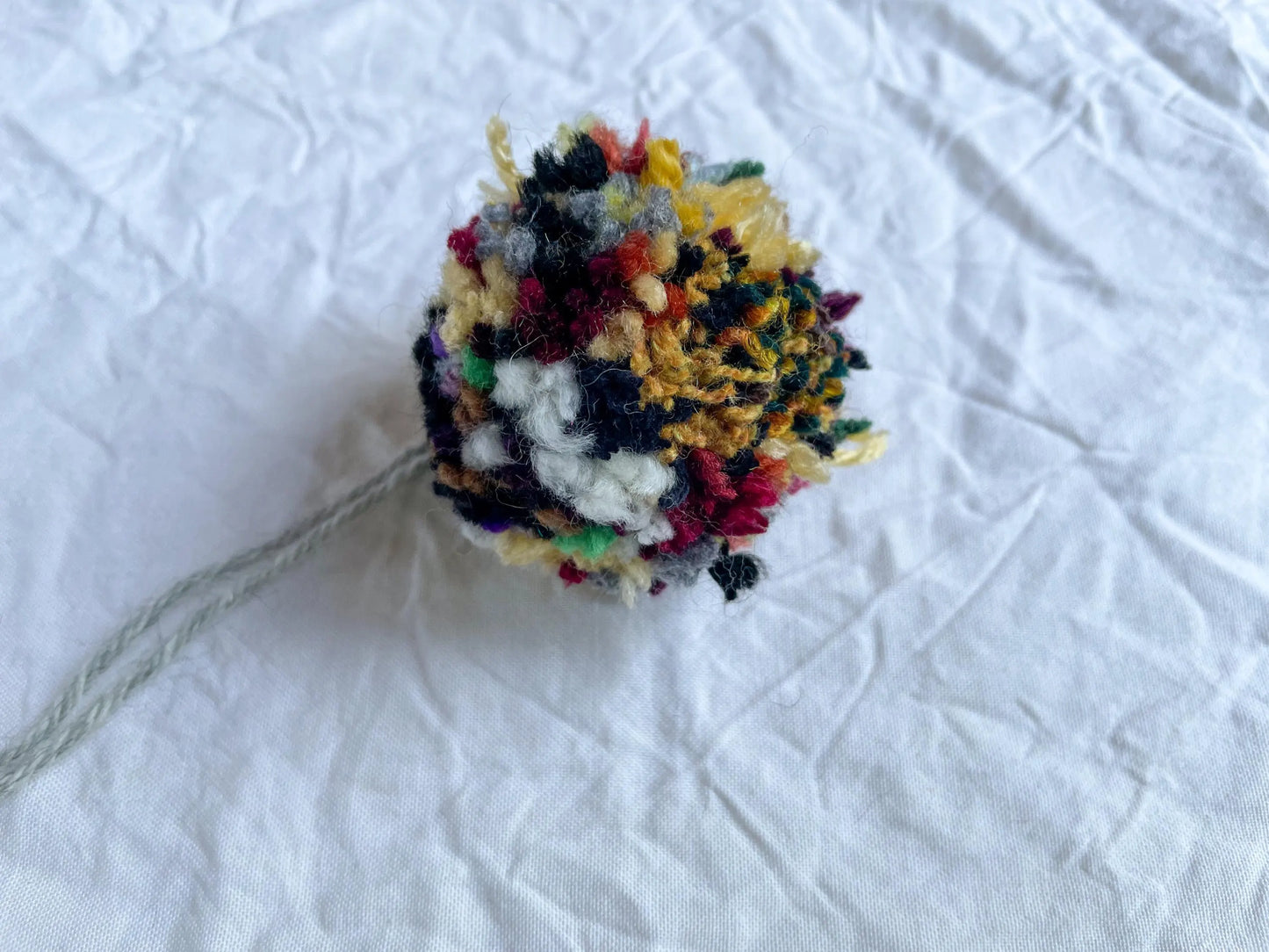 Handmade Contrasting Scrappy Pom-Pom Ornament