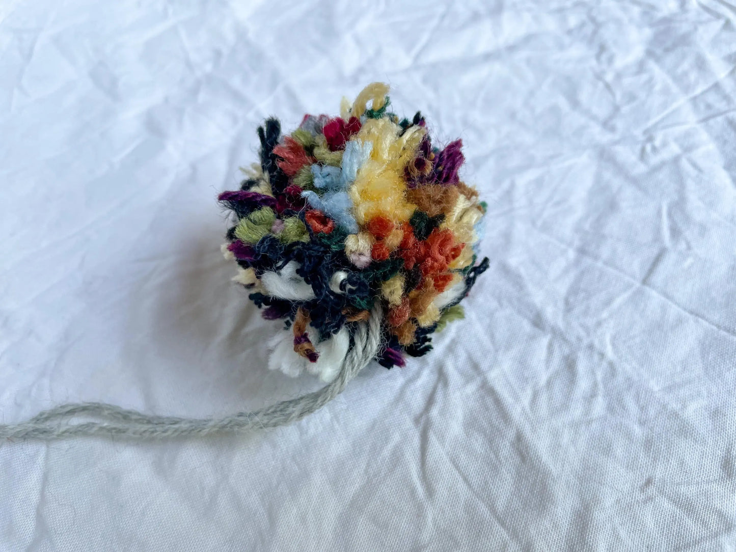 Handmade Contrasting Scrappy Pom-Pom Ornament