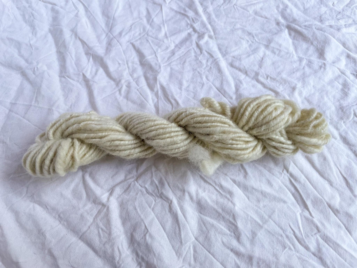 Handmade Bouncy Cream Yarn Using 100% Secondhand Wool