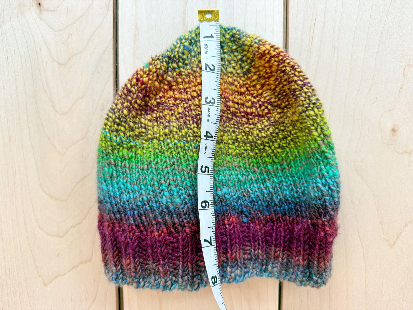 Handknit, Handspun Winter Berry Beanie Using 100% Border Leicester Wool
