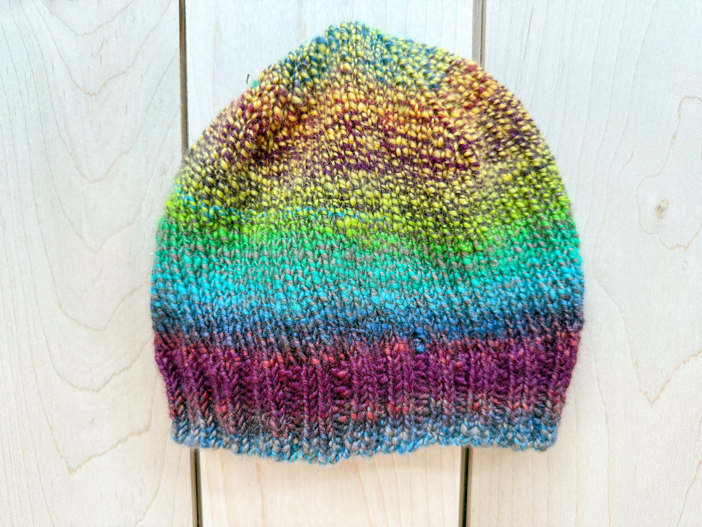 Handknit, Handspun Winter Berry Beanie Using 100% Border Leicester Wool